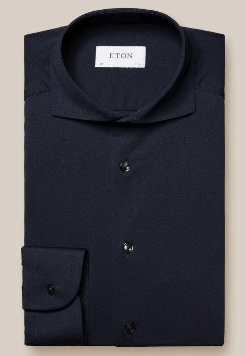 Eton Soft Uni Four-Way Stretch Overhemd Navy