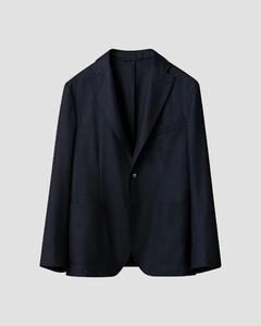 Eton Soft Vitale Barberis Canonico Wool Flanel Faux-Uni Colbert Navy