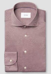 Eton Solid Color Filo di Scozia Cotton Jersey Jacquard Knit Overhemd Rood