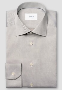 Eton Solid Color Organic Cotton Signature Twill Overhemd Bruin