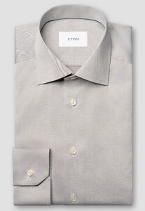 Eton Solid Color Organic Cotton Signature Twill Overhemd Bruin