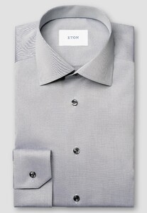 Eton Solid Color Organic Cotton Signature Twill Overhemd Grijs