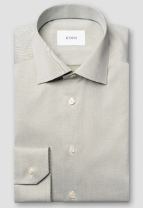 Eton Solid Color Organic Cotton Signature Twill Shirt Green