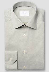 Eton Solid Color Organic Cotton Signature Twill Shirt Green