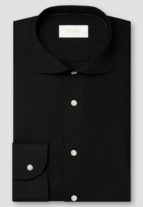 Eton Solid Color Plain Weave Reda Merino Wool Overhemd Zwart