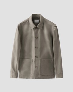 Eton Solid Color Sturdy Organic Cotton Twill Canvas Overshirt Groen