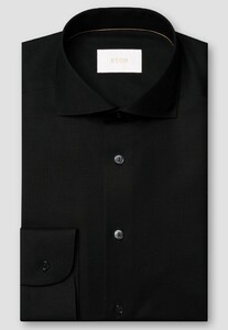 Eton Solid Color Ultra Soft Super 120s Merino Wol Overhemd Zwart