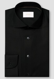 Eton Solid Color Ultra Soft Super 120s Merino Wool Overhemd Zwart