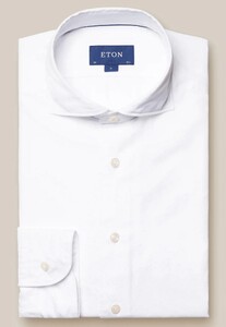 Eton Solid Cotton Tencel Wide Spread Collar Overhemd Wit