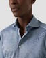 Eton Solid Filo di Scozia Cotton Piqué Melange Effect Shirt Blue