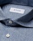 Eton Solid Filo di Scozia Cotton Piqué Melange Effect Shirt Blue