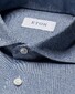 Eton Solid Filo di Scozia Cotton Piqué Shirt Blue