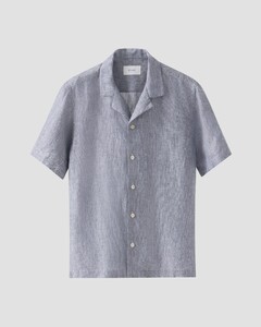 Eton Solid Linen Twill Resort Overhemd Donker Blauw