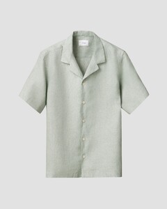 Eton Solid Linen Twill Resort Overhemd Groen