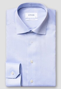 Eton Solid Luxury Signature Twill Extra Long Sleeve Shirt Light Blue