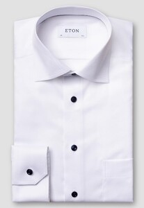 Eton Special Navy Contrast Details Signature Twill Shirt White