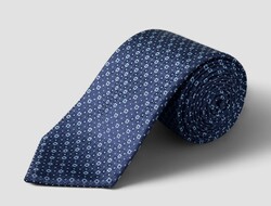 Eton Squares Geometric Pattern Silk Tie Dark Evening Blue