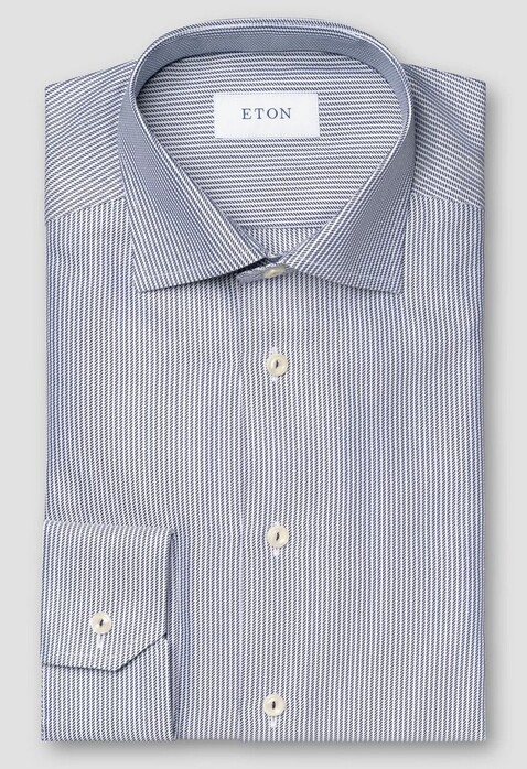 Eton Stripe-In-Stripe Signature Twill Cotton Shirt Dark Evening Blue