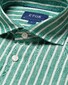 Eton Striped Albini Fine Textured Linnen Overhemd Groen