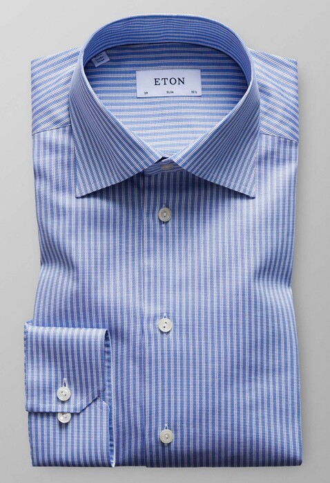 Eton Striped Dot Twill Shirt Blue
