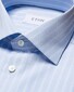 Eton Striped Fine Piqué Weave Mother of Pearl Buttons Shirt Light Blue