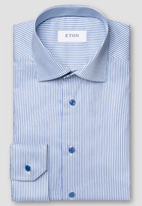 Eton Striped Fine Twill Cotton Overhemd Blauw