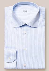 Eton Striped Fine Twill Overhemd Licht Blauw