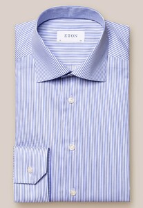 Eton Striped Fine Twill Overhemd Royal Blue