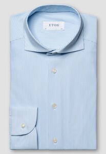Eton Striped Flexible Four-Way Stretch Overhemd Blauw