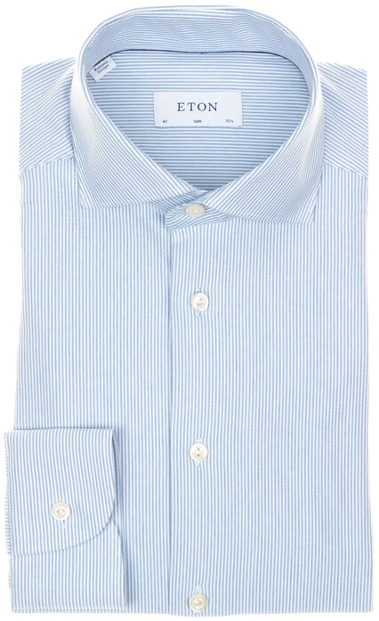 Eton Striped Four-Way Stretch Shirt Blue