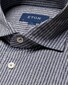 Eton Striped Herringbone King Knit Filo di Scozia Cotton Shirt Navy