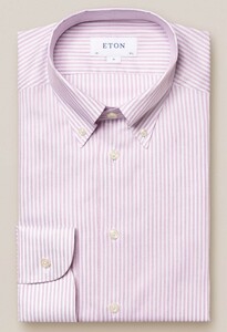 Eton Striped Oxford Button Down Shirt Red