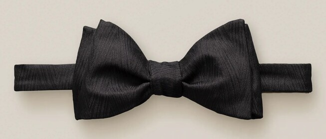 Eton Striped Pattern Self Tied Bow Tie Black