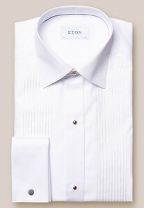 Eton Striped Pique Tuxedo Shirt White