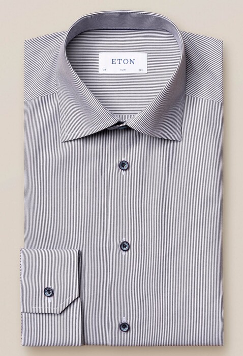 Eton Striped Poplin Shirt Black
