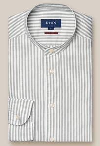 Eton Striped Royal Oxford Band Collar Overhemd Licht Grijs