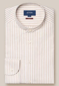 Eton Striped Royal Oxford Band Collar Shirt Beige