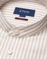 Eton Striped Royal Oxford Basketweave Pattern Stripe Band Collar Overhemd Beige