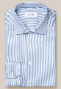 Eton Striped Signature Twill Overhemd Licht Blauw