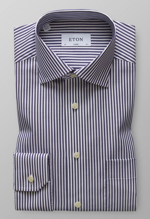 Eton Striped Signature Twill Shirt Navy