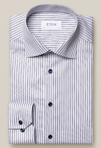 Eton Striped Signature Twill Shirt Overhemd Dark Navy