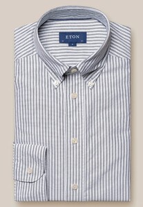 Eton Striped Soft Royal Oxford Button Down Shirt Dark Evening Blue