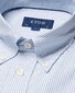 Eton Striped Soft Royal Oxford Chest Pocket Button Down Shirt Light Blue