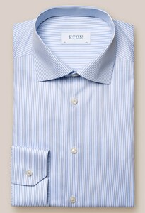 Eton Striped Twill Cutaway Overhemd Licht Blauw