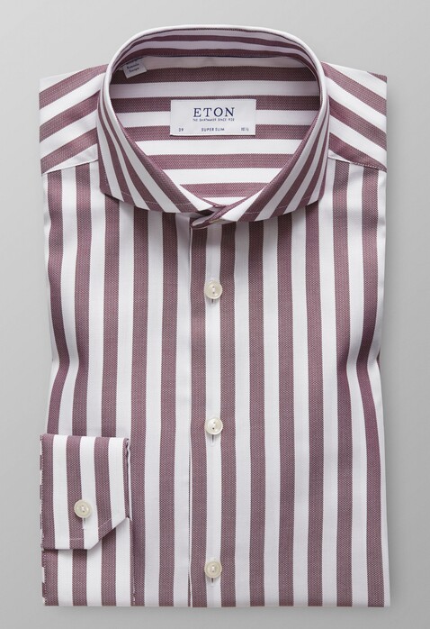 Eton Striped Twill Overhemd Roodroze