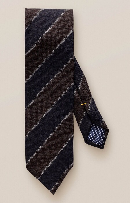 Eton Striped Wool Tie Brown-Navy