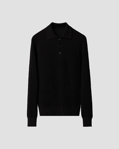 Eton Structure Knit Polo Pullover Extrafine Merino Trui Zwart