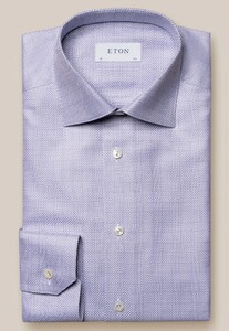 Eton Subtle 3D Effect Check King Twill Mother of Pearl Buttons Shirt Light Purple