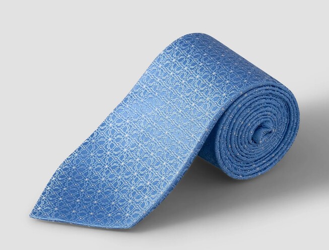 Eton Subtle Abstract Woven Flower Pattern Tie Light Blue