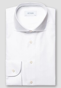 Eton Subtle Basketweave Texture Uni Signature Oxford Overhemd Wit